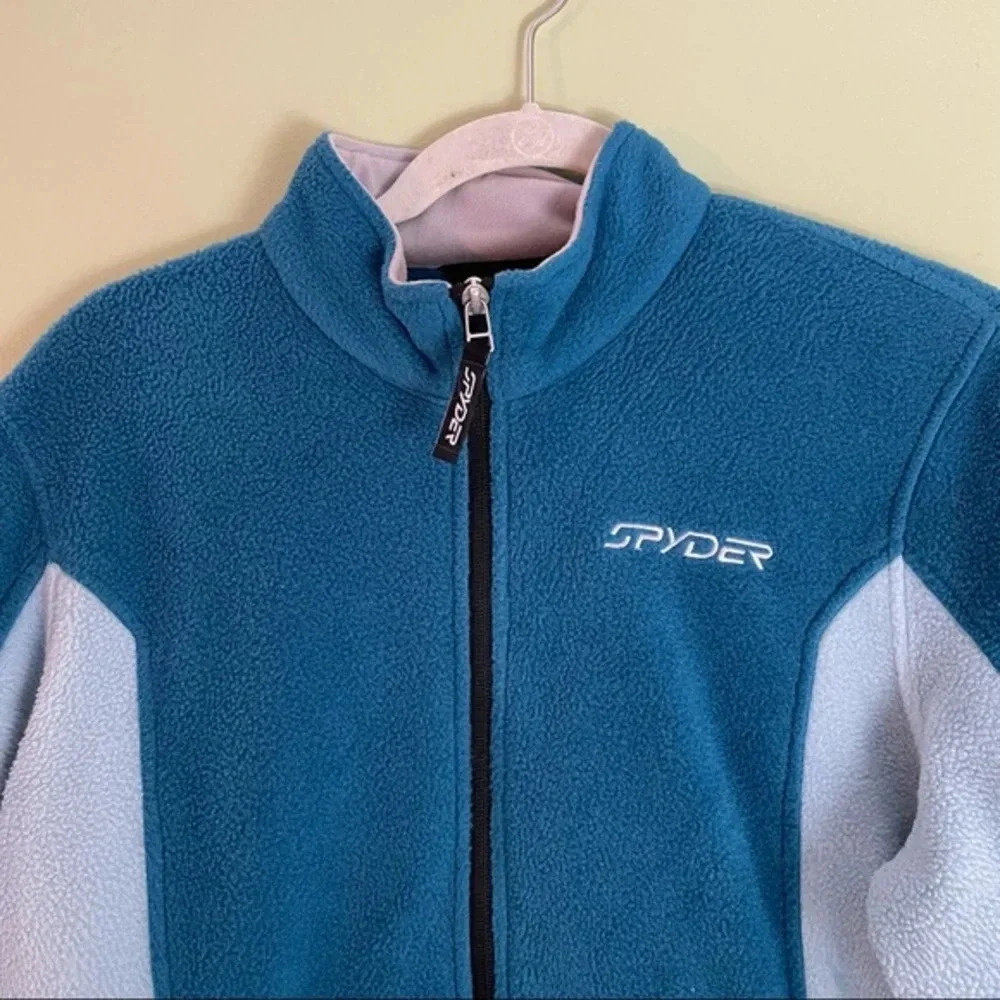 Spyder Teal Light Blue Cozy Fleece Zip-up Ski Snow Winter Jacket X Large - Picture 6 of 11